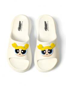 THE POWERPUFF GIRLS X SHEIN Cartoon Slippers, EVA Lightweight Material, Toe Protection, Breathable And Quick-Drying, Soft And Comfortable, Suitable For Various Occasions - Beige - View 7
