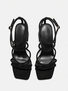 CUCCOO CURVES Women's Thick High-Heeled Strap Sandals Are Suitable For People With Fat And Enlarged Feet - Black flannel wide last - View 8