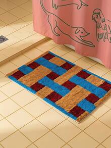 Joivida 1 buah Keset Kamar Mandi Anti Selip Bermotif Kotak-kotak Gaya Modern, Desain Tumpukan Tinggi-Rendah, Penyerapan Cepat, Keset Dekorasi Rumah, Gaya Ins, Keset Pintu Kamar Mandi Imitasi Kasmir, Keset Pintu Masuk Tebal Anti Selip, Keset Dapur - warna-warni - View 1