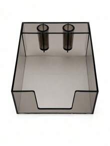 Haus Hana Clear Stackable Desktop Storage Box, Minimalist Stationery & Sundry Organizer For Sticky Notes, Pens, Clips, Cards, Books, Office Supplies, Home Workspace, Desk, Shelf, Bedroom, Daily Organization & Housewarming Gift - Multicolor - View 14
