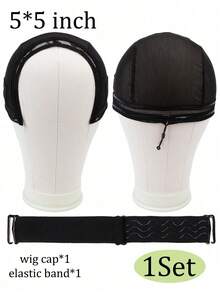 1SET Nunify Wig Caps For Making Lace Wig With Drawstring Adjustable Mesh Cap With Adjust Silicone Nonslip Elastic Wig Band Weaving Cap With Drawstring For Making 4X4 5X5 13X4 13X6 Lace Front Wigs - multicolor - View 11