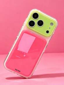ShellaStory Fashion Korean Style Summer Dopamine Jelly Color Blocking Phone Case Compatible With IPhone 17 Pro Max 17 Pro 16 Pro 16 Pro Max 15 Pro Max 15 Pro 14 Pro Max 14 13 Pro Max 13 Pro 13 Full Coverage Anti-Drop Minimalist Personalized For Women - Pink green - View 1