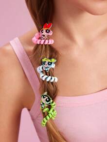 THE POWERPUFF GIRLS X SHEIN 接髮髮箍套組 - 彩色 - 查看 2