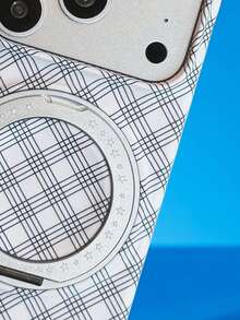 ShellaStory Fashionable Checkered Rotating Stand Magnetic Compatible With Phone17pm Phone Case Apple 18 Premium 15 Point 16 Hard Fashion, Personality, Creativity, Retro Style, Geometry, European And American Style, Simple Style, Niche, Ins Style - Green - View 3