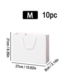 10pcs White Multi-Size Gift Bag, Holiday Gift Bag, Clothing Packaging Bag, Shopping Bag, Tote Bag - multicolor - View 8