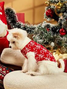 PETSIN Christmas Style Red & White Snowflake Cute Pet Sweater - Red and White - View 3