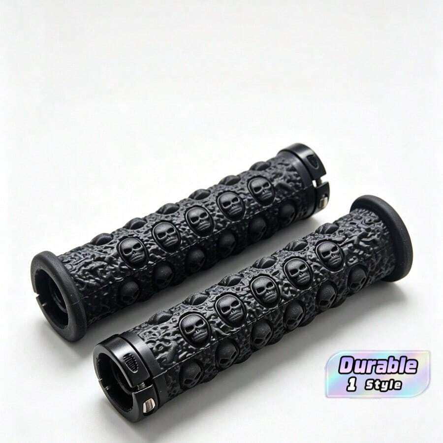 2/4/6 Pcs Skull Embossed Motorcycle Handlebar Grips, Non‑Slip Rubber Lock‑On Hand Grips, Comfortable Handle Bar Covers For Motorcycle Dirt Bike ATV - Multicolor - View 1