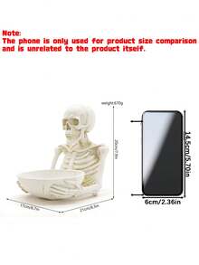 Vintage Distressed Skull Skeleton Resin Storage Box, 21*17cm Large Capacity Halloween Candy Container, Desktop Ornament & Window Display Decor, Pure European American Gothic Dark Style For Halloween Party - A - View 3