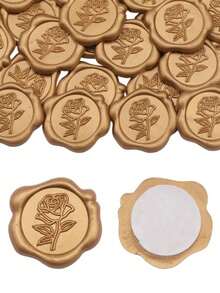 100pcs Wax Seal Stickers, Wedding Invitation Envelope Seals, Self-Adhesive Vintage Gold Stickers, Suitable For Invitations, Envelopes, Gift Packaging, Parties, Christmas - bronzer - View 3
