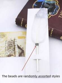 1PC European Vintage British Style Golden Feather Pen Calligraphy Writing Tool For Wedding Christmas Party Gift Teacher Student Victorian Literary Themed Decor - Multicolor - View 13