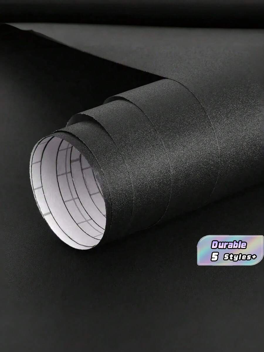1Roll Matte Black Waterproof Vinyl Wrap Self Adhesive Peel And Stick Wallpaper For Kitchen Countertop Cabinet Furniture Decal Removable Contact Paper Decor - multicolor - View 1