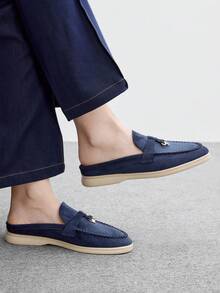 CUCCOO BIZCHIC 圓頭女式平底鞋，時尚優雅，休閒簡約舒適，便於通勤 - 藏藍色., - 查看 5