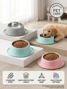 PETSIN Pastel Color Pet Bowl, Non‑Slip Base Plastic Feeding Bowl, Food Water Bowl For Cats & Small Dogs, Home Pet Supply - multicolor - View 1