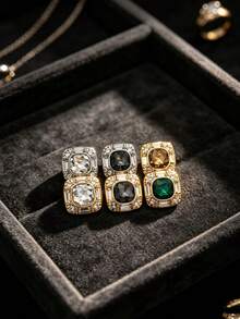 1 Pack 10 Pieces Premium Square Rhinestone Metal Buttons Decorative Fasteners For Fashion Leather Jacket Suit Fur Coat Clothing Sewing Accessories - 10pcs - View 6