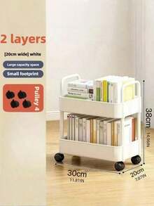 1Pc Multifunctional Rolling Storage Cart With Wheels Space Saving Vertical Multi Tier Organizer Shelf Heavy Duty Sturdy Metal Frame Non Slip Smooth Rolling Easy Assembly Black White For Office Kitchen Bathroom Bedroom Home Storage Must Have - Multicolor - View 14