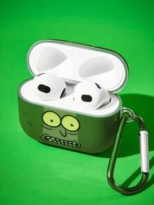 Rick and Morty X SHEIN 卡通圖案防摔保護藍牙耳機保護殼附吊飾，適用於 iPod - 彩色 - 查看 2