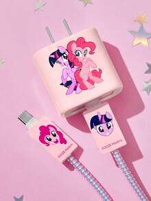 My Little Pony X SHEIN 4件組數據線保護套，適用於充電線，櫻桃印花圖案，充電線保護套（不含數據線） - 粉色 - 查看 2