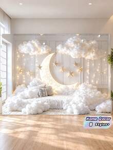 Moon Stars Clouds Photography Background Backdrop For Birthday Party Home Decor Celebration Photo Booth Props Indoor Wall Decoration Festival Event Supplies - Multicolor - View 1