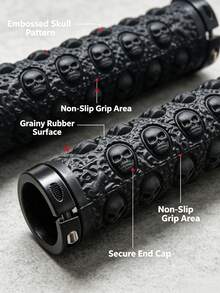 2/4/6 Pcs Skull Embossed Motorcycle Handlebar Grips, Non‑Slip Rubber Lock‑On Hand Grips, Comfortable Handle Bar Covers For Motorcycle Dirt Bike ATV - Multicolor - View 3