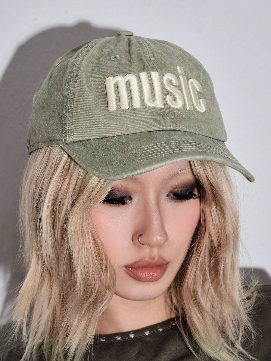 ROMWE Anime 1 Women's Letter Three-Dimensional Embroidered Baseball Cap Outdoor Adjustable Cap - Khaki - View 1