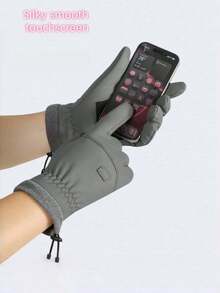 1 Pair Winter Outdoor Ski Gloves, Unisex Fleece Lined Windproof Warm Non-Slip Touch Screen Gloves For Driving And Cycling - Multicolor - View 2