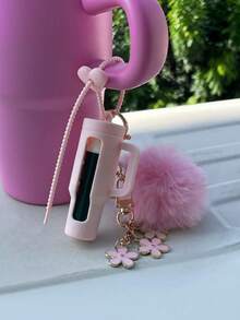 Silicone Lipstick Protective Case With Keychain, Creative Scratch Resistant Lip Balm Sleeve Cover - Multicolor - View 5