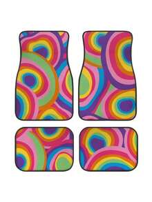 4PCS Universal Fit Fabric Car Floor Mats Fade Resistant UV Resistant Corrosion Resistant Easy Clean Stain Resistant Interior Protection Decorative Floor Liners For Car Truck Van All Seasons Car Accessories - A - View 7