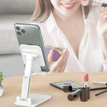 Teckwe Adjustable Foldable Desktop Phone Stand Freely Liftable Height Anti-Slip Stable Base Universal Smartphone Holder Home Office Daily Use - White - View 5