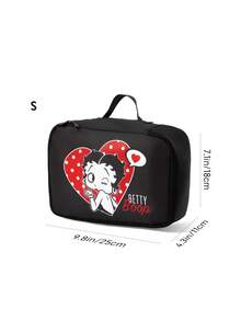 Betty Boop x SHEIN 紅黑心形波點旅行收納袋，S/M/L 尺寸，拉鍊開合，行李整理收納包，適合旅行與商務出差分類衣物 - 黑紅白 - 查看 8