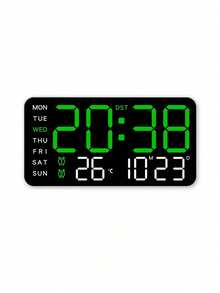 Large Digital Wall Clock With Temperature, Calendar, Alarm And Night Light, Big LED Display, RGB Color, Clock For Wall, Room Decor, Home Bedroom Decor Gifts, Batteries Not Included - multicolor - View 12