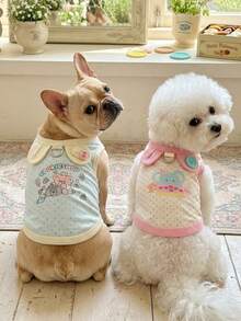 PETSIN 1PC Macaron Color Cartoon Printed Pet Sling Clothes, Thin Breathable Apparel For Bichon Pomeranian - Multicolor - View 2