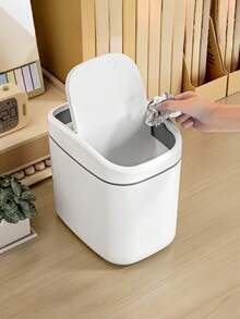 Mini Desktop Plastic Trash Can With Flip‑Top Lid, Creative European Style Small Tabletop Waste Basket For Home Living Room - multicolor - View 8