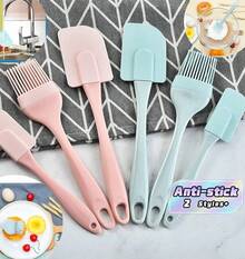3 Piecescooking Utensil Set Kitchen Utensils Multi-Purpose Cake Spatula Silicone Oil Brush Baking DIY Tool (Nordic Green, Nordic Pink) - Multicolor - View 1