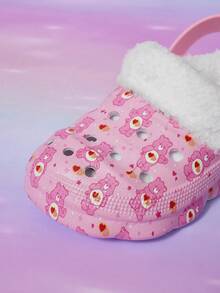 SHEIN X Care Bears Autumn And Winter Plush Lined Warm Cute Fun Cartoon Pattern Fashion Non-Slip Baby Children Clogs - Pink - View 5