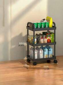 1Pc Multifunctional Rolling Storage Cart With Wheels Space Saving Vertical Multi Tier Organizer Shelf Heavy Duty Sturdy Metal Frame Non Slip Smooth Rolling Easy Assembly Black White For Office Kitchen Bathroom Bedroom Home Storage Must Have - Multicolor - View 11