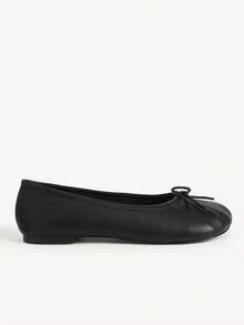 CUCCOO CHICEST Women's Black Personalized Toe Cap Flat Bow Single Shoe - Black - View 9