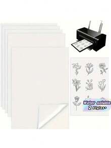 Kertas Stabilizer Bordir Perekat Larut Air Ukuran A4 - 1/10 Lembar Kertas Cetak Berat Sedang, Cocok untuk Printer Inkjet, Bahan Kerajinan DIY, Kain Bordir, Alat Bordir - warna-warni - View 1