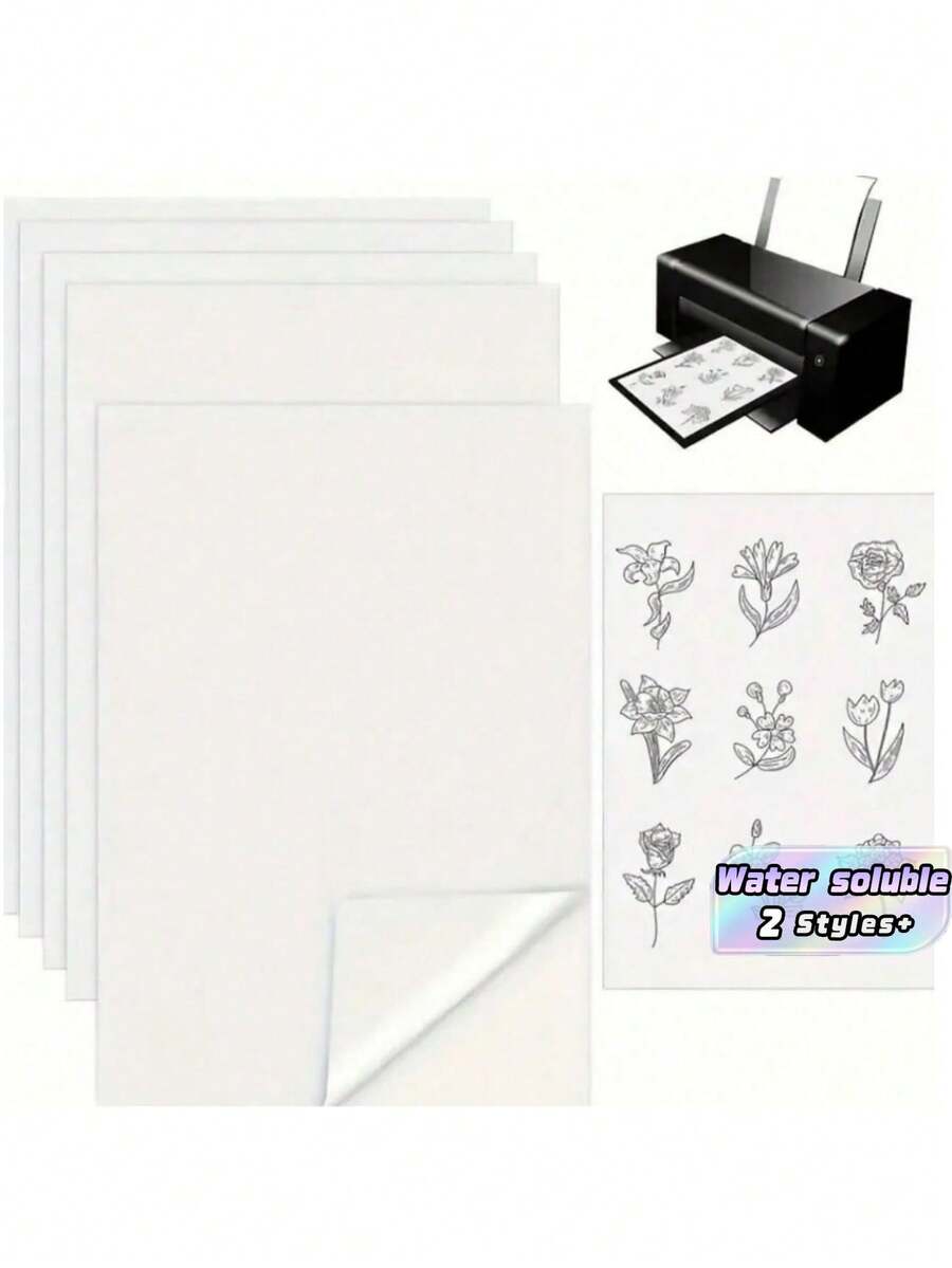 Kertas Stabilizer Bordir Perekat Larut Air Ukuran A4 - 1/10 Lembar Kertas Cetak Berat Sedang, Cocok untuk Printer Inkjet, Bahan Kerajinan DIY, Kain Bordir, Alat Bordir - warna-warni - View 1