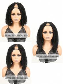 V Part Afro Kinky Curly Wave Human Hair Wig For Beginner Friendly Glueless V Shape Kinky Curly Wigs Flawless Natural Natural-Looking Hair From 10 To 20 Inches - Natural Black - View 5