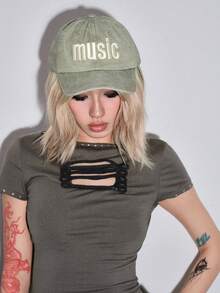 ROMWE Anime 1 Women's Letter Three-Dimensional Embroidered Baseball Cap Outdoor Adjustable Cap - Khaki - View 4