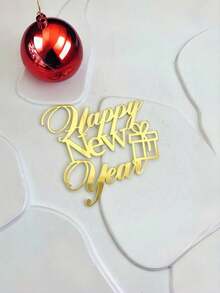 1pc/3pcs/6pcs ﻿Golden Acrylic Happy New Year 2026 Cake Topper ForNew Year's Party DIY Cake Dessert Decorations - Multicolor - View 15