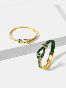 MOTF PREMIUM PRE ELEGANT MINIMALIST MICRO-SET MINIMALIST GREEN STONE JEWELRY - Green - View 2