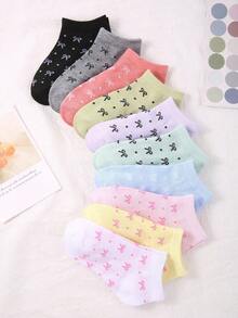 SHEIN Random 20 /10 Pairs Kids Girls Ankle Socks Bulk Pack Cute Heart Stripe Polka Dot Pattern Assorted Pastel Color Soft Breathable Daily Low Cut Multipack - Multicolor - View 2