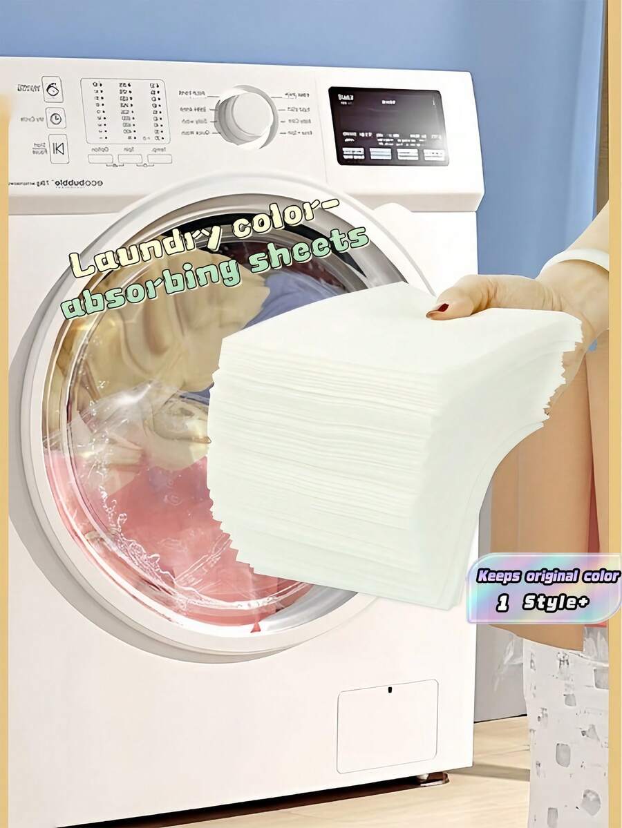 50PCS/Box Laundry Color Absorbing Paper Prevent Color Transfer Fading Keep Original Color For Home Dormitory Washing Machine - White - View 1