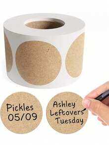 1 Roll 500pcs 0.98inches/1.5inchesNatural Brown Kraft Paper Stickers, Permanent Adhesive Round Kraft Labels , For Container, Food Packaging Tags ,Gift Wrapping Mother's Day, Children's Day - one-size - View 1