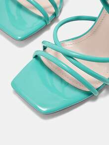 CUCCOO CURVES Women's Thick High Heel Square Toe Fattened Strap Sandals - Bean green wide last - View 5