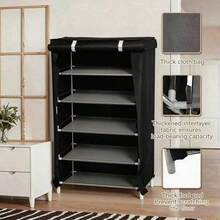 Black Dust-Proof Shoe Cabinet, Multi-Layer Minimalist Shoe Rack, Ideal For School Dorms, Easy To Assemble, Freestanding Shoe Rack, Available In 6-Layer, 8-Layer (10-Layer Rack Can Hold Approx. 20-27 Pairs Of Shoes), Dust-Proof Shoe Rack - Black - View 8
