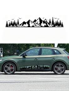 Mountain Pine Tree Landscape Car Side Decal, Wilderness Forest Nature Scene Vinyl Sticker, Waterproof Auto Body Exterior Decor Sticker For Truck SUV Vehicle - Multicolor - View 5