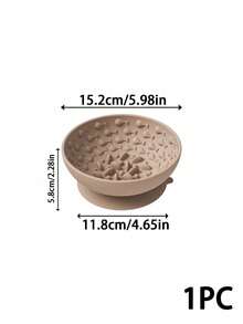 PETSIN 1 Buah Mangkuk Makan Lambat Silikon dengan Alas Hisap / Silikon Fleksibel Warna Netral Polos dengan Tekstur Timbul Berbentuk Ikan Kecil, Badan Mangkuk Melengkung Dalam, Bagian Bawah dengan Cangkir Hisap Terintegrasi yang Kuat - standar - View 13