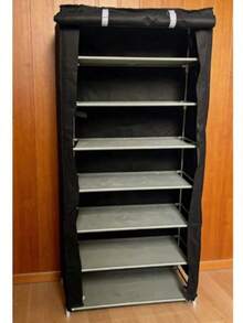Black Dust-Proof Shoe Cabinet, Multi-Layer Minimalist Shoe Rack, Ideal For School Dorms, Easy To Assemble, Freestanding Shoe Rack, Available In 6-Layer, 8-Layer (10-Layer Rack Can Hold Approx. 20-27 Pairs Of Shoes), Dust-Proof Shoe Rack - Black - View 9